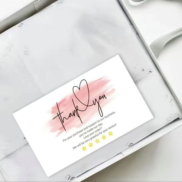 30pcs/pack Pink Thank You Cards With Five Stars Pattern, Appreciation cards - Picture 3 of 3